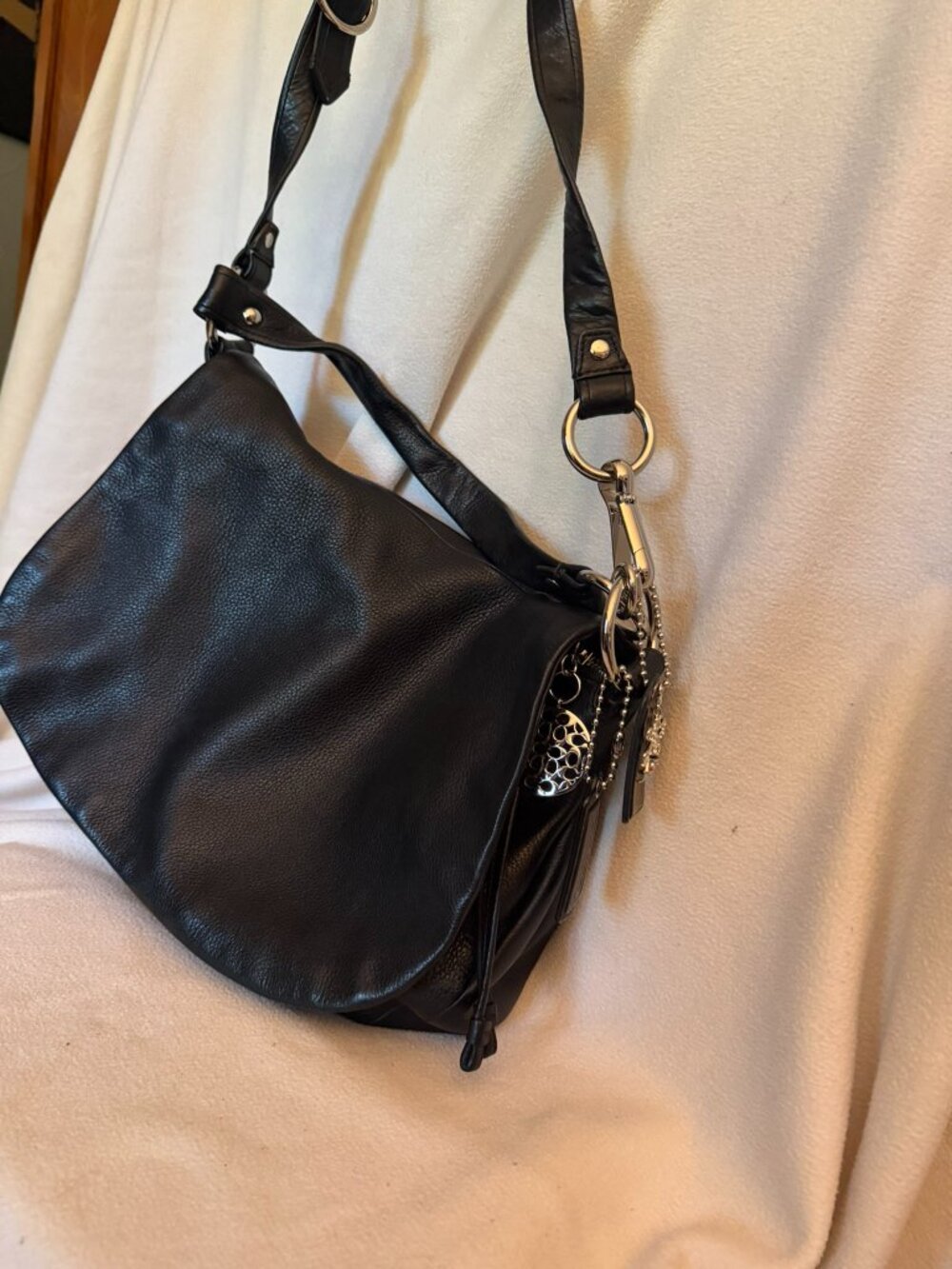 Coach Ali Black Pebbled Leather Hobo